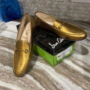 Sam Edelman Loraine gold metal loafer NWT